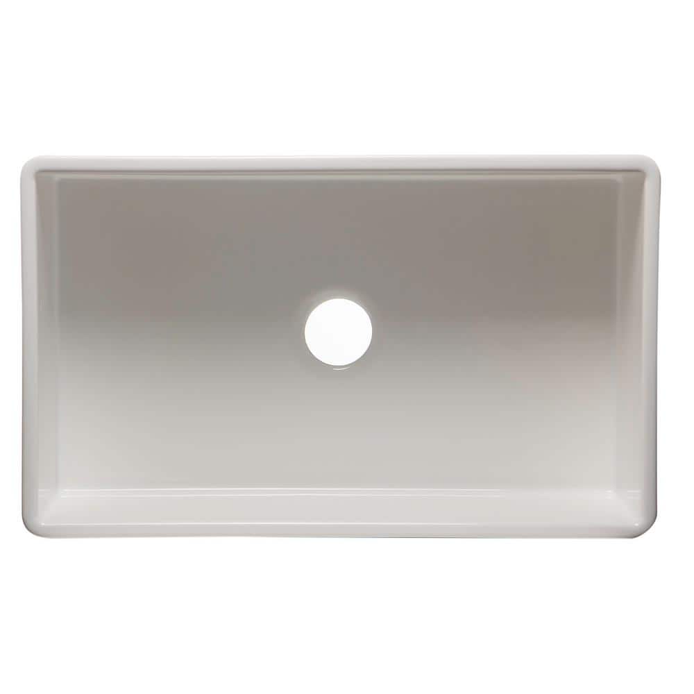33'' White Fireclay Farmhouse Drop-In Single Bowl Sink