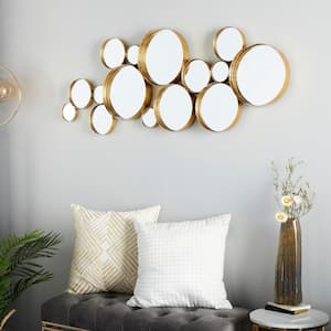 21 in. x 54 in. Bubble Cluster Round Framed Gold Wall Mirror