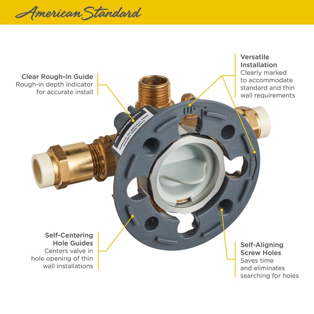 Universal Brass Shower Rough-In Valve with CPVC Inlets
