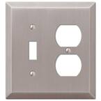 Metallic 2 Gang 1-Toggle and 1-Duplex Steel Wall Plate - Brushed Nickel