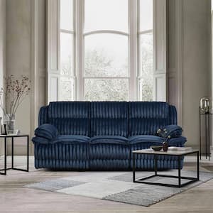 Dyersburg 95 in. W Pillow Top Arm Corduroy Rectangle Manual Double Reclining Sofa in Blue