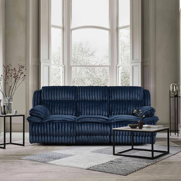 Dyersburg 95 in. W Pillow Top Arm Corduroy Rectangle Manual Double Reclining Sofa in Blue