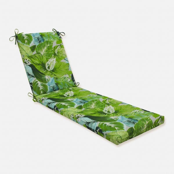 Pillow Perfect Floral 23 x 30 Outdoor Chaise Lounge Cushion in Green/Blue Lush Leaf