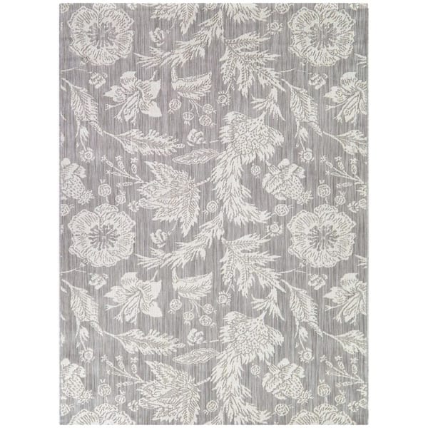 Lenore Grey 7 ft. 10 in. x 10 ft. Floral Indoor/Outdoor Area Rug