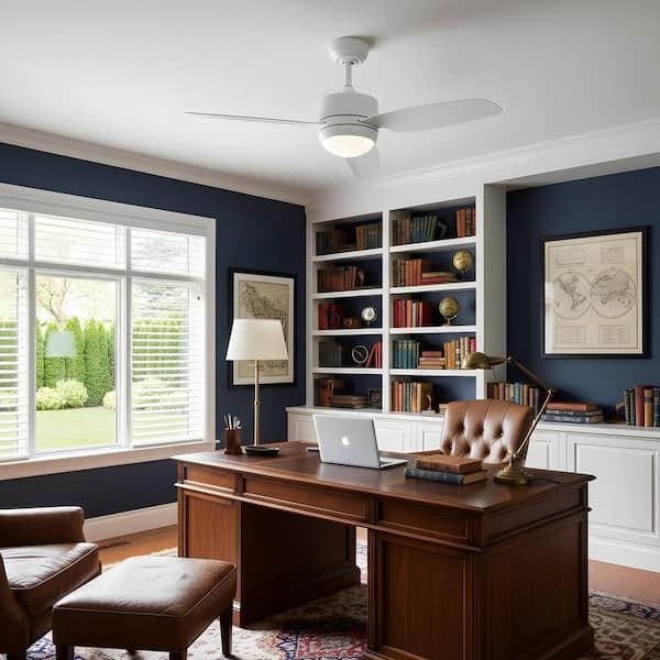 46 in. LED Indoor White Ceiling Fan with Light Kit, 6 Speed DC Motor