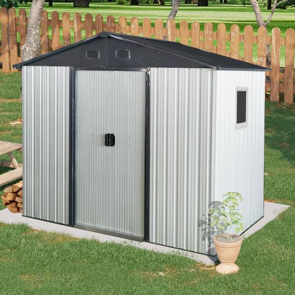 m&s　0720 Siavonce 8 ft x 4 ft Outdoor Metal Storage Shed with Window