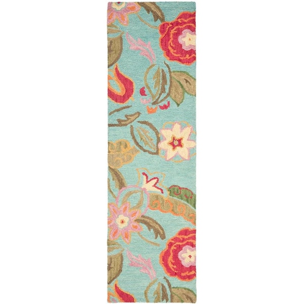 SAFAVIEH Blossom Blue/Multi 2 ft. x 6 ft. Distressed Solid Floral Runner Rug