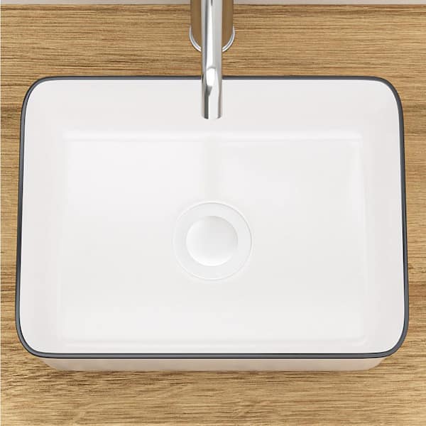 Coporesell 16 in. Vessel Rectangular Bathroom Sink in White Ceramic