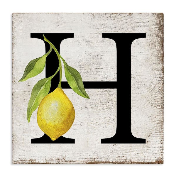 Stupell Industries H with Lemon Letter by Creatif Belle Unframed Food Graphic Art Print 30 in. x 30 in.