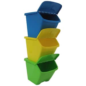 30 Gal. Multi-Color Stackable Outdoor Recycling Bin (3-Pack)