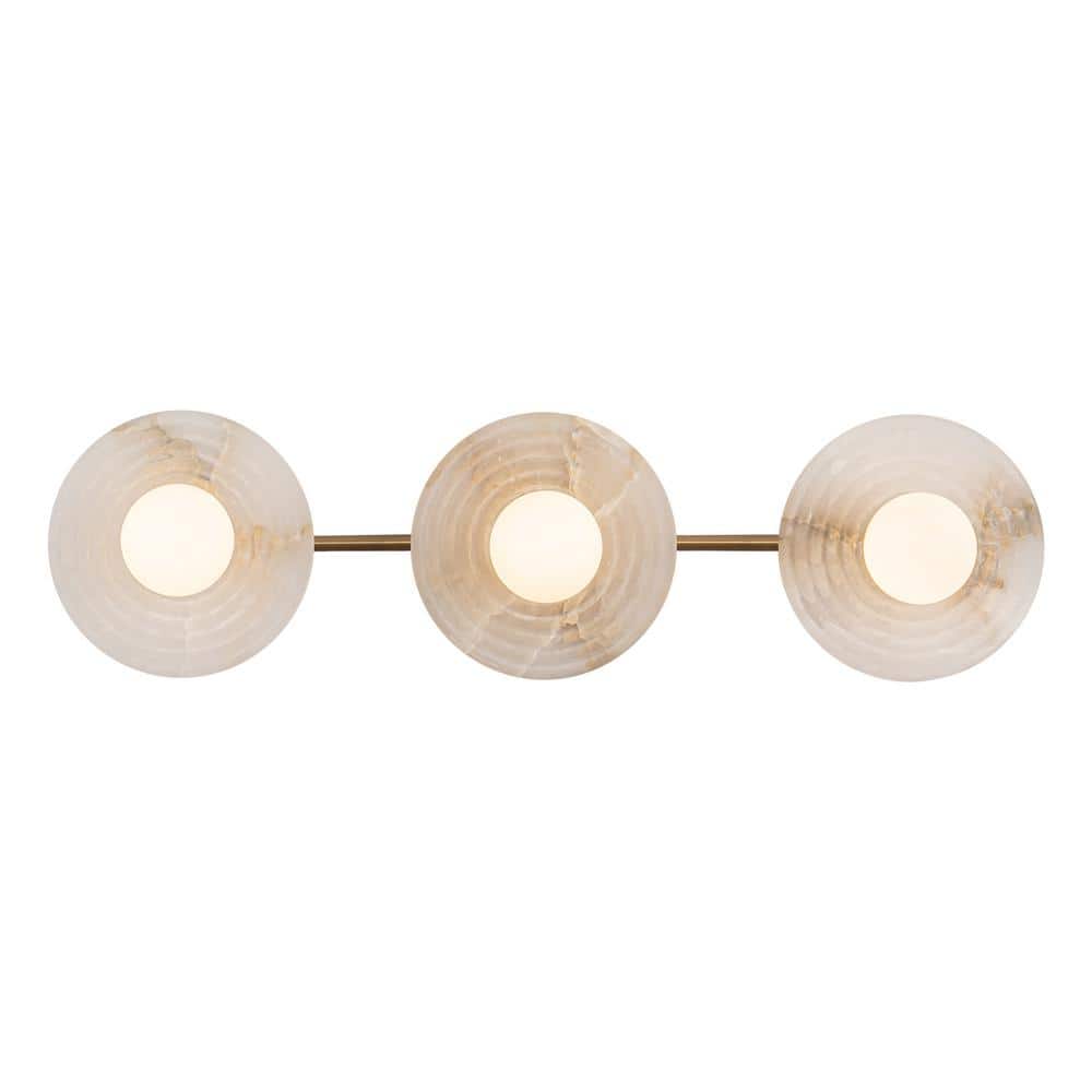 Dahlia 22" Brass and Alabaster 3-Light Vanity Fixture