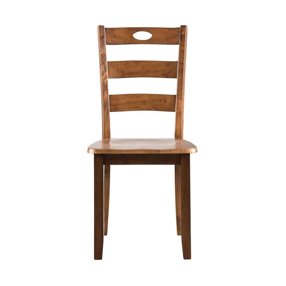 Walnut Solid Wood 5-Piece Dining Set with Slat Back Chairs