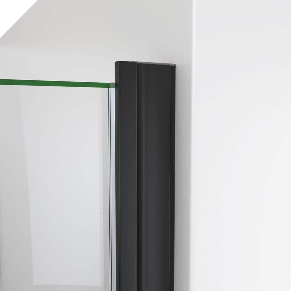 Matte Black and Clear Glass Semi-Frameless Swing Shower Door