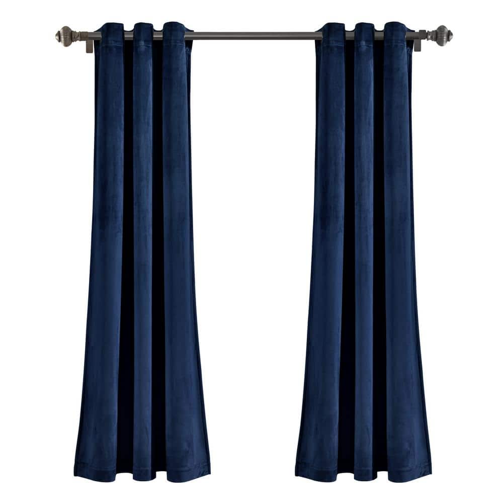 Navy Velvet Blackout Grommet Window Curtain Panels