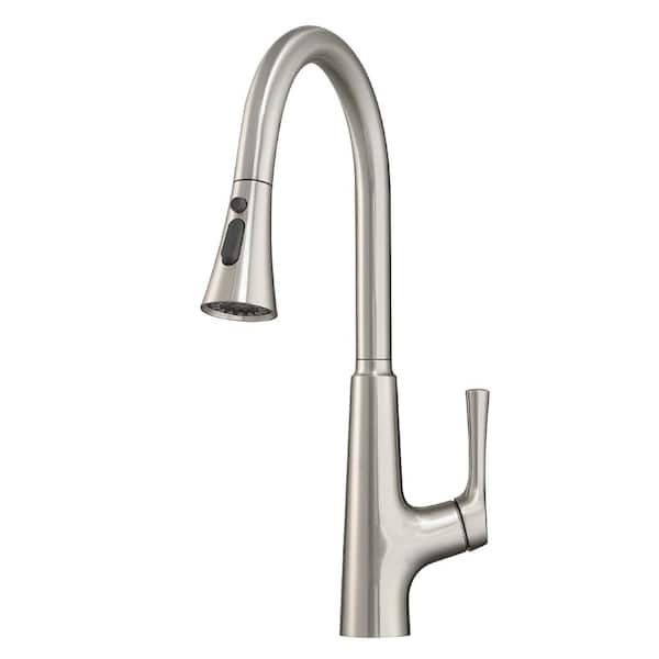 WELLFOR Single Handle Touch Pull Down Sprayer Kitchen Faucet in Brushed Nickel