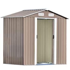 52 in. W x 77 in. D Bike Shed Garden Shed, Patio Metal Storage Shed with Lockable Door In Brown 23.4 sq. ft.