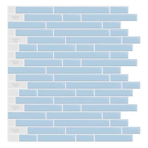 LONGKING Strip Backsplash Sky Blue 12 in. x 12 in. Vinyl Peel and Stick Tile (9 sq. ft./10-Sheets)