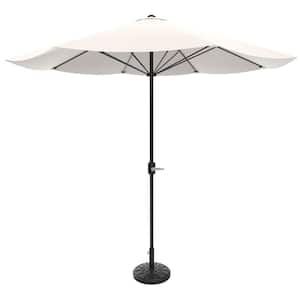 Pure Garden 9 ft. Outdoor Market Patio Umbrella with Base in Tan