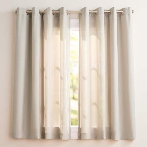  Loha Beige Solid Light Filtering Grommet Top Curtain, 54 in. W x 63 in. L (Set of 2)