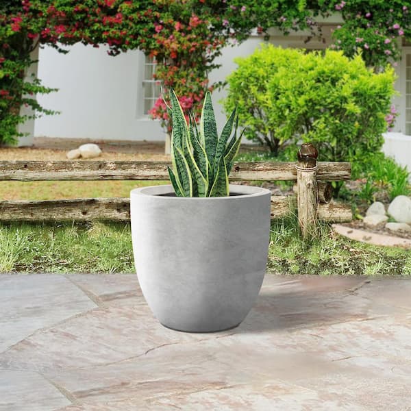 PLANTARA 14 in. D Round Concrete planter with Drainage Hole, Outdoor Flower  pot, Modern Planter pot for Garden PA050B-8021-2 - The Home Depot