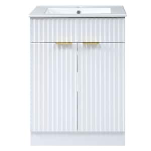 24.00 in. W x 18.30 in. D x 33.90 in. H Single Sink Freestanding Bath Vanity in White with Ceramic Sink Top