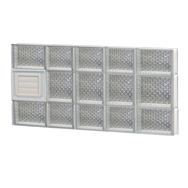 Clearly Secure 32.75 in. x 19.25 in. x 3.125 in. Frameless Diamond Pattern Glass Block Window with Dryer Vent