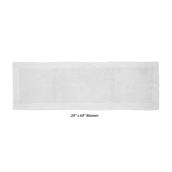 Edge 20 in. x 60 in. White 100% Cotton Contour Bath Rug