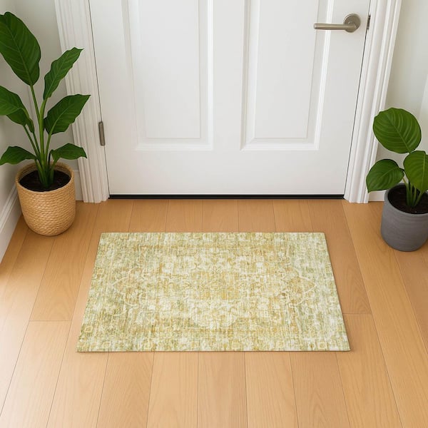 Mayfield Premium Machine Washable Abstract AMF1728 Tan 2 ft. x 3 ft. Area Rug