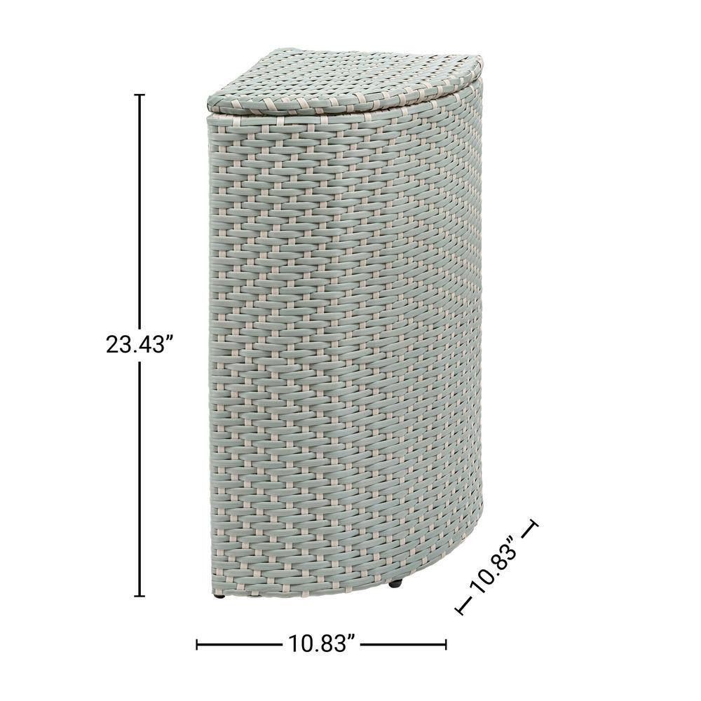 Mint Blue and White Plastic Corner Outdoor Trash Can