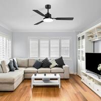 Breezary Larrisa 52 in. Indoor Black Ceiling Fan with Integrated LED Light with Remote Control Included 32029-BK