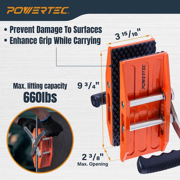 POWERTEC Double Handed Stone Carrying Clamps, Heavy Duty Panel