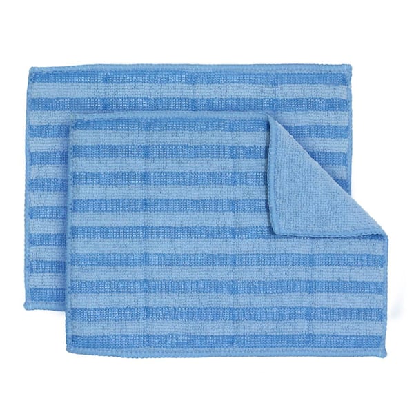 Unger 7 in. x 9 in. Microfiber Scrub Stripe Sponge (2-Pack)