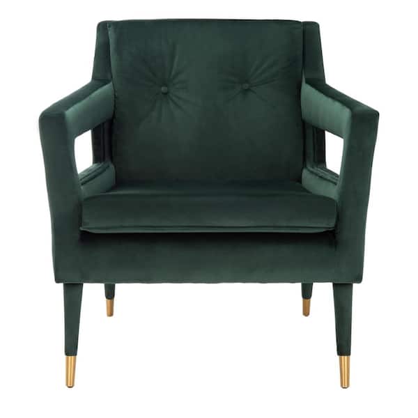 SAFAVIEH Mara Green/Gold Upholstered Accent Arm Chair