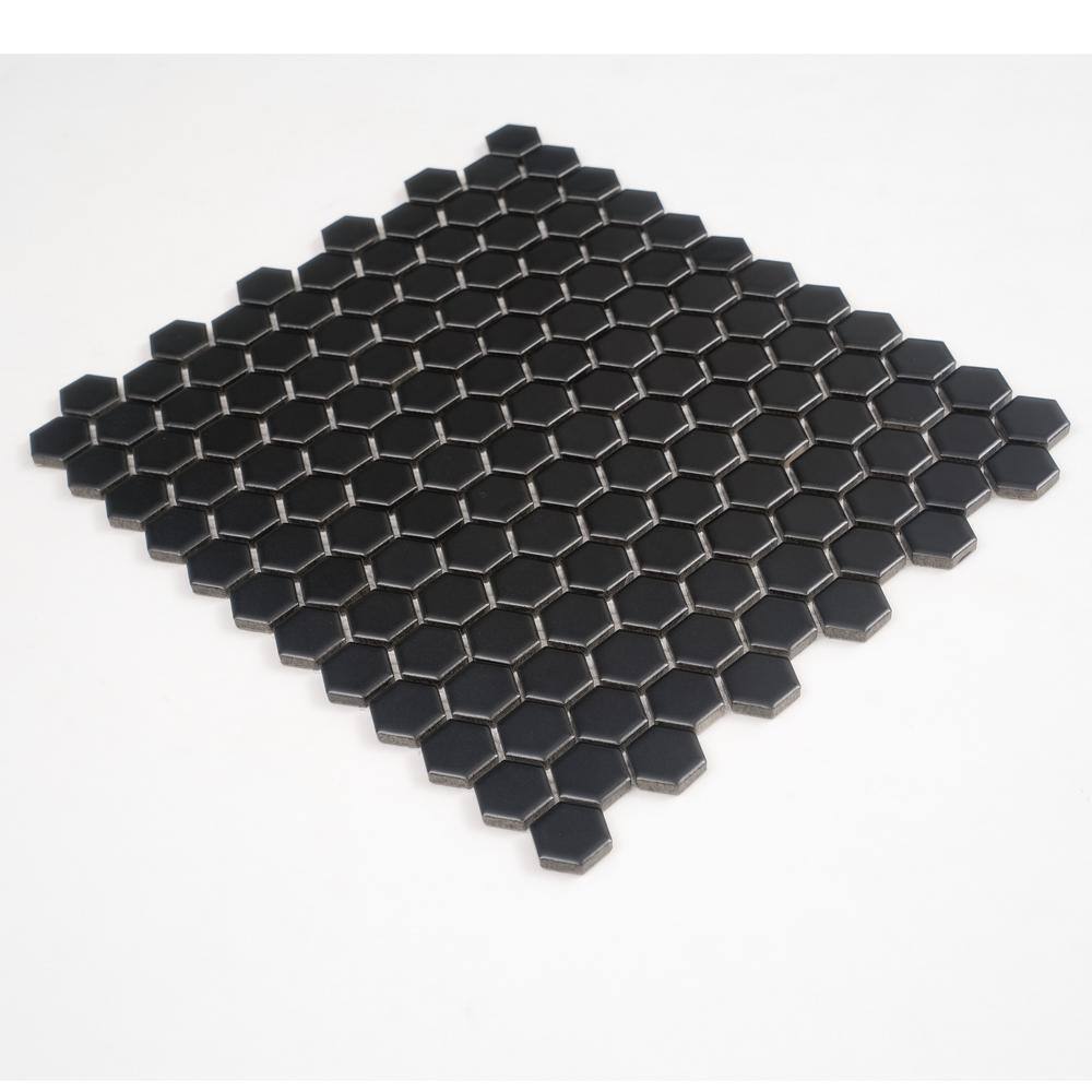 Black Matte Hexagon Porcelain Mosaic Tile for Kitchen and Bathroom