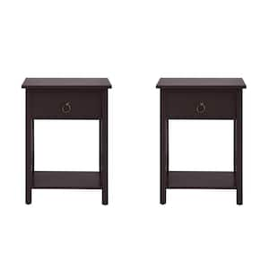 Alisa Wooden Nightstand with Storage Shelf, Espresso