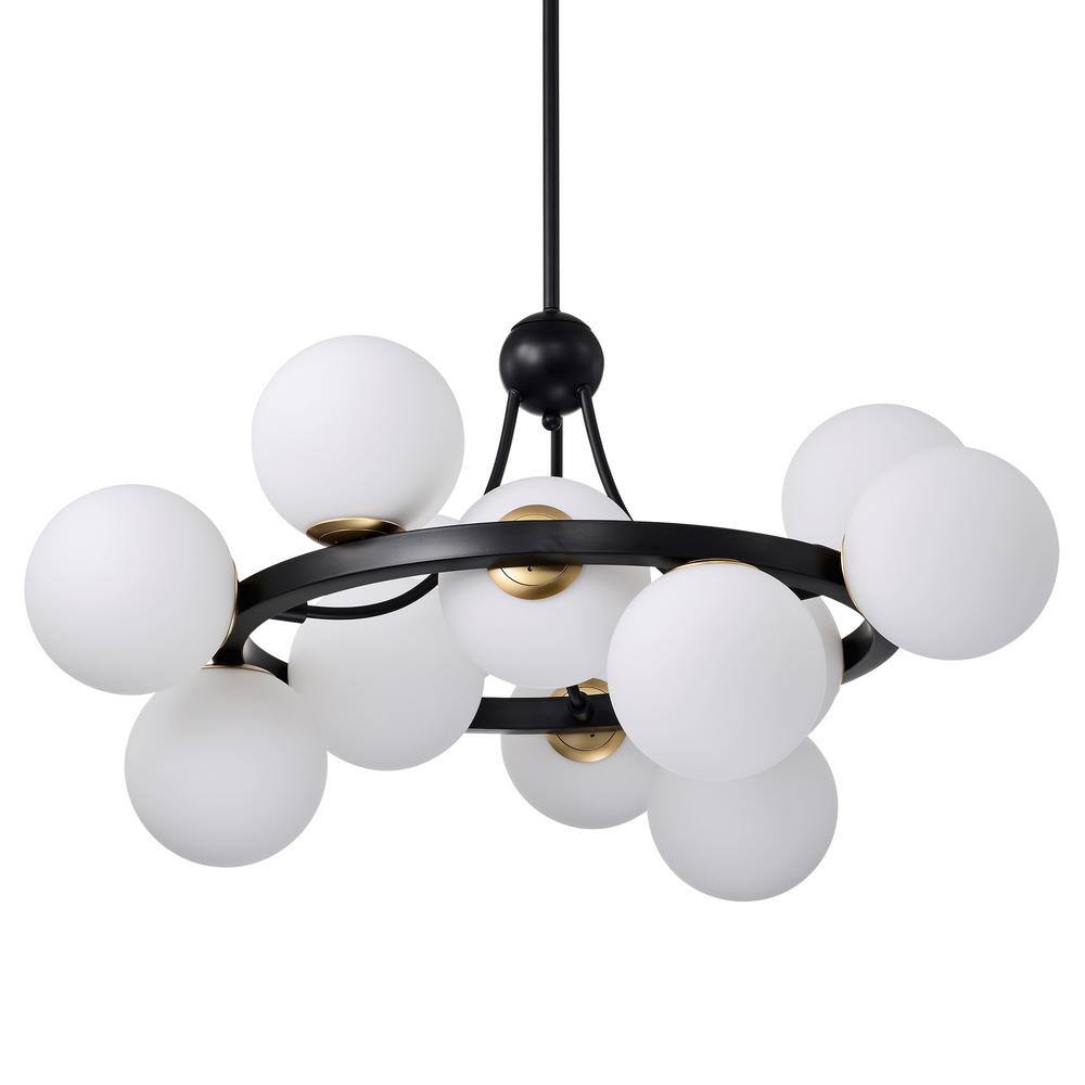 Warehouse of Tiffany 30 in. 12-Light Coraline Indoor Matte Black