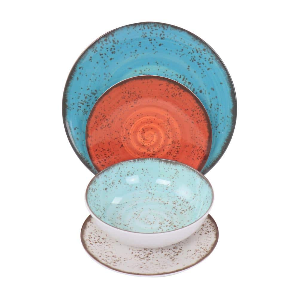 Pryce Assorted Color Melamine 12-Piece Outdoor Dinnerware Set