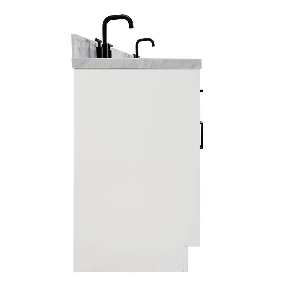 White Marble Top Freestanding Double Vanity with Storage