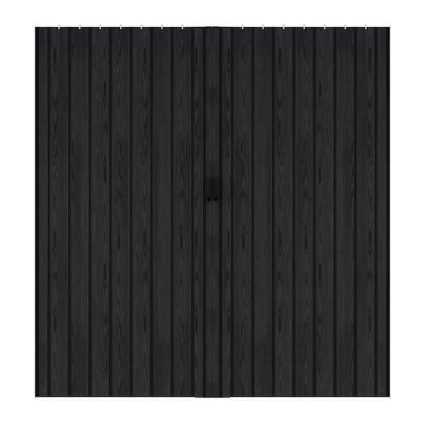 72 in. x 80 in. Black Woodgrain Vinyl PVC Accordion Door, Interior Folding Doors with Installation Hardware