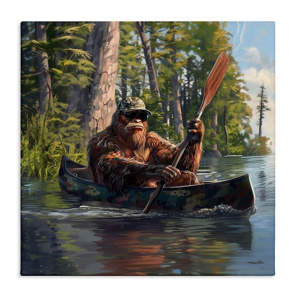 Stupell Industries Mythical Monster in Canoe by Jim Baldwin Unframed Fantasy Graphic Art Print 24 in. x 24 in.