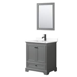 Deborah 30 in. W x 22 in. D x 35 in. H Single Bath Vanity in Dark Gray with White Cultured Marble Top and 24 in. Mirror