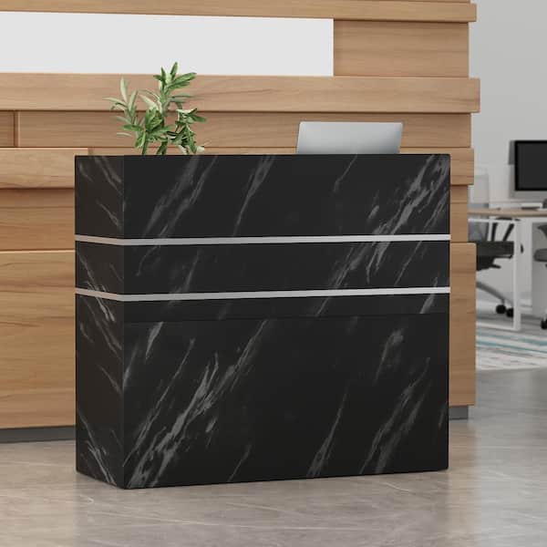 FUFU&GAGA 47.2 in. Rectangle Black Wooden Console Table with