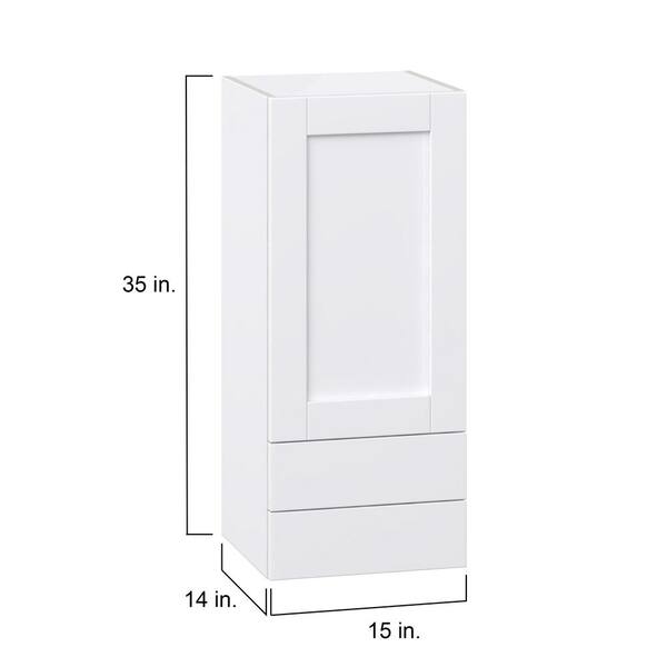 J COLLECTION Mancos Bright White Shaker Assembled Wall Kitchen Cabinet with a Drawer (24 in. W x 35 in. H x 14 in. D)