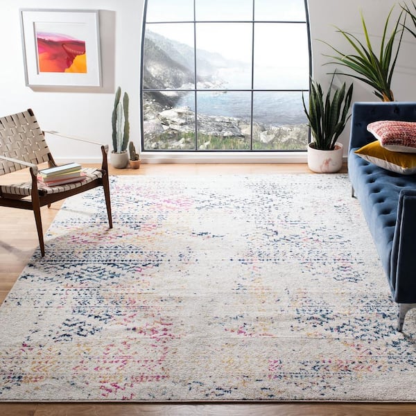 Tulum 12 ft. x 15 ft. Ivory/Blue Geometric Area Rug