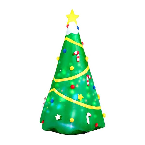 8 ft. Christmas Inflatable Tree Decoration Lighted Giant Christmas Tree w/ Build-in Projection Blow Up Self-Inflatables