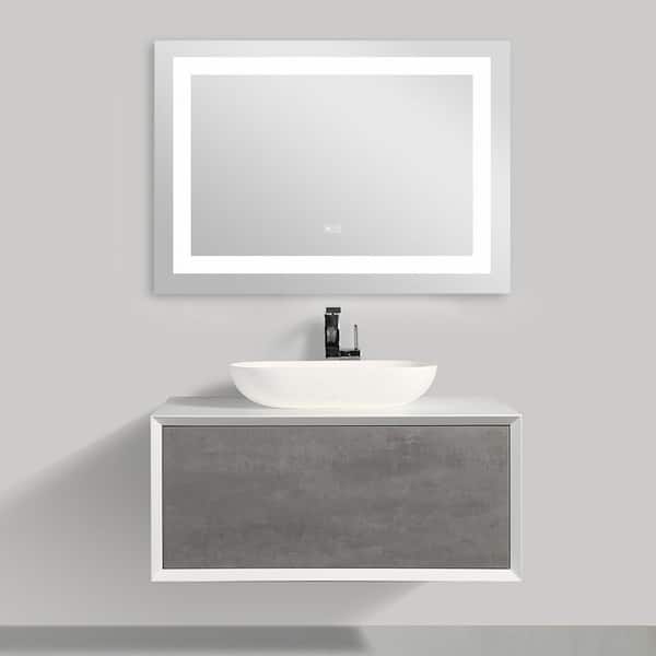 Neu Type 28 In X 20 Modern, Frameless Wall Mounted Mirror With Led Lighting