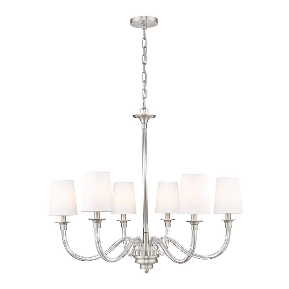 Katerina 6 Light Brushed Nickel Shaded Empire Chandelier for Indoor Use wit