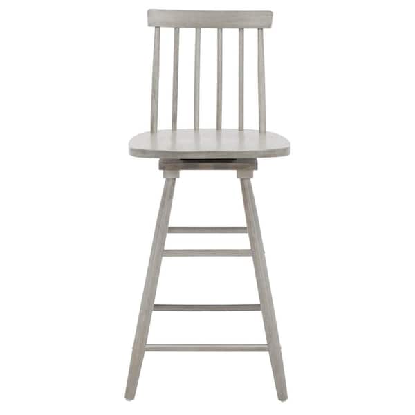 SAFAVIEH Quai 25 in. Grey Wood Frame Swivel Counter Stool