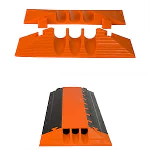 3 ft. 3 Channel, 2 in. Heavy-Duty Cable Protector in Black/Orange - End Caps