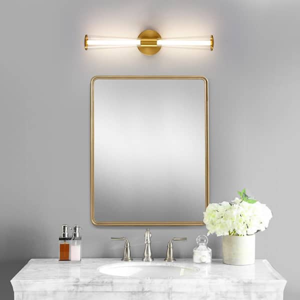 LED Bath Light Minimalist Modern Ultra-Thin Vanity Bathroom Light Bar Wall Sconce Wall Light Over Mirror, Brushed Black/ Silver,Silver+Chrome / 2